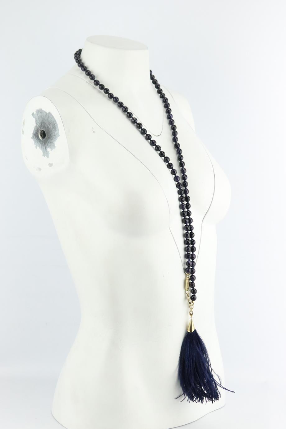 ROSANTICA FEATHER TASSELED BEAD NECKLACE
