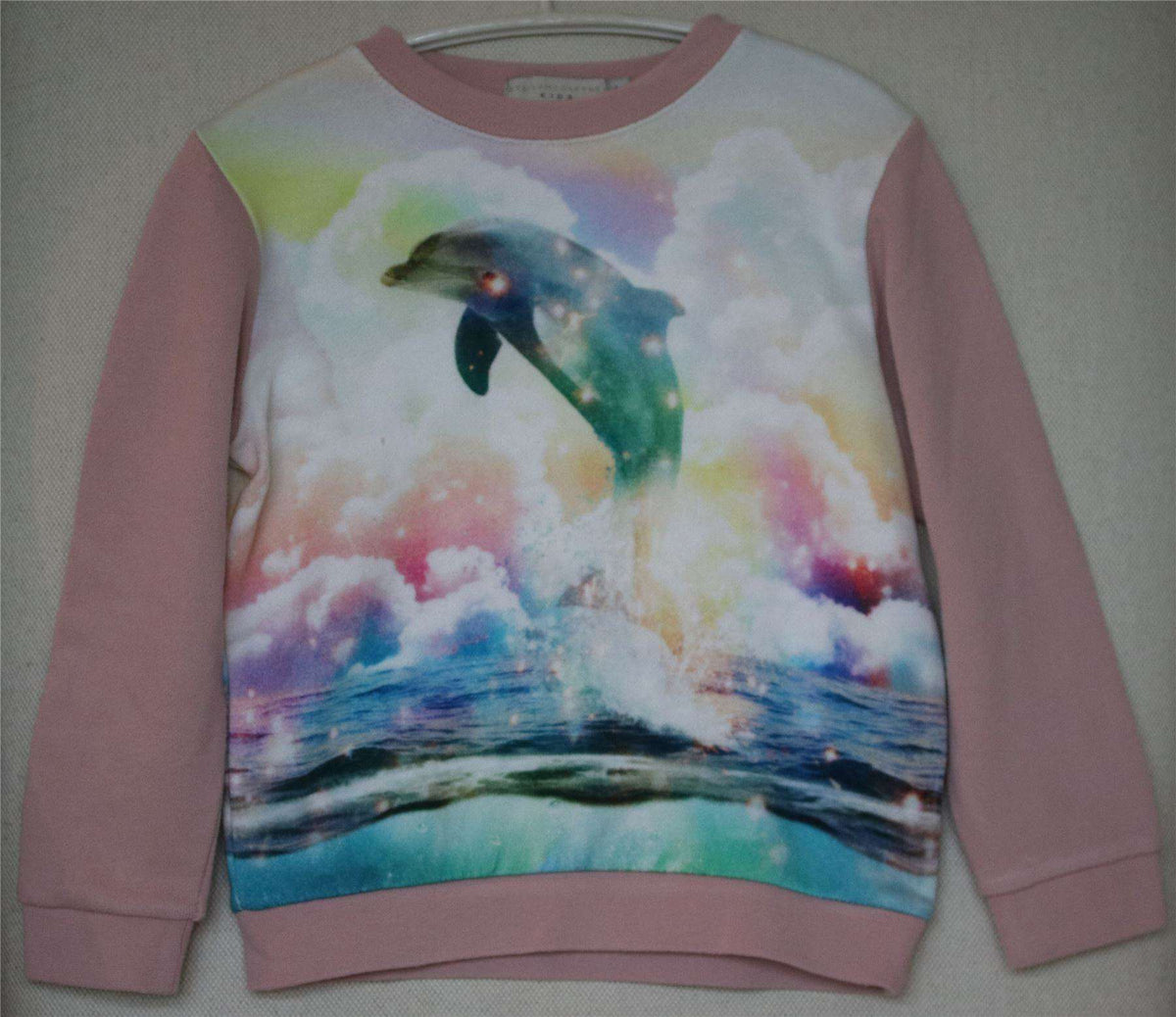STELLA MCCARTNEY KIDS GIRLS PINK DOLPHIN SWEATER 4 YEARS