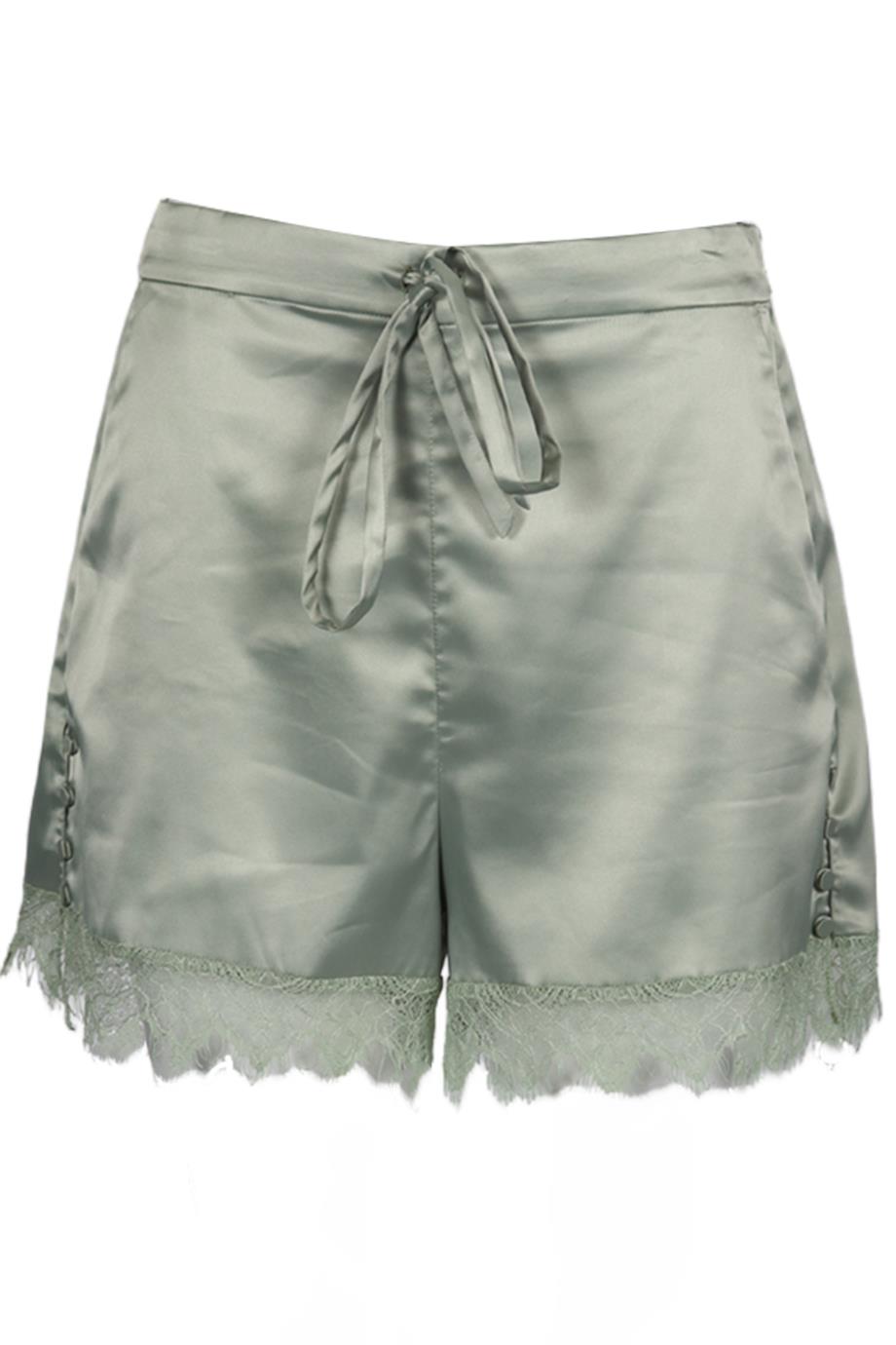 NIGHT NIGHT BY JONATHAN SIMKHAI LACE TRIMMED SATIN SHORTS LARGE