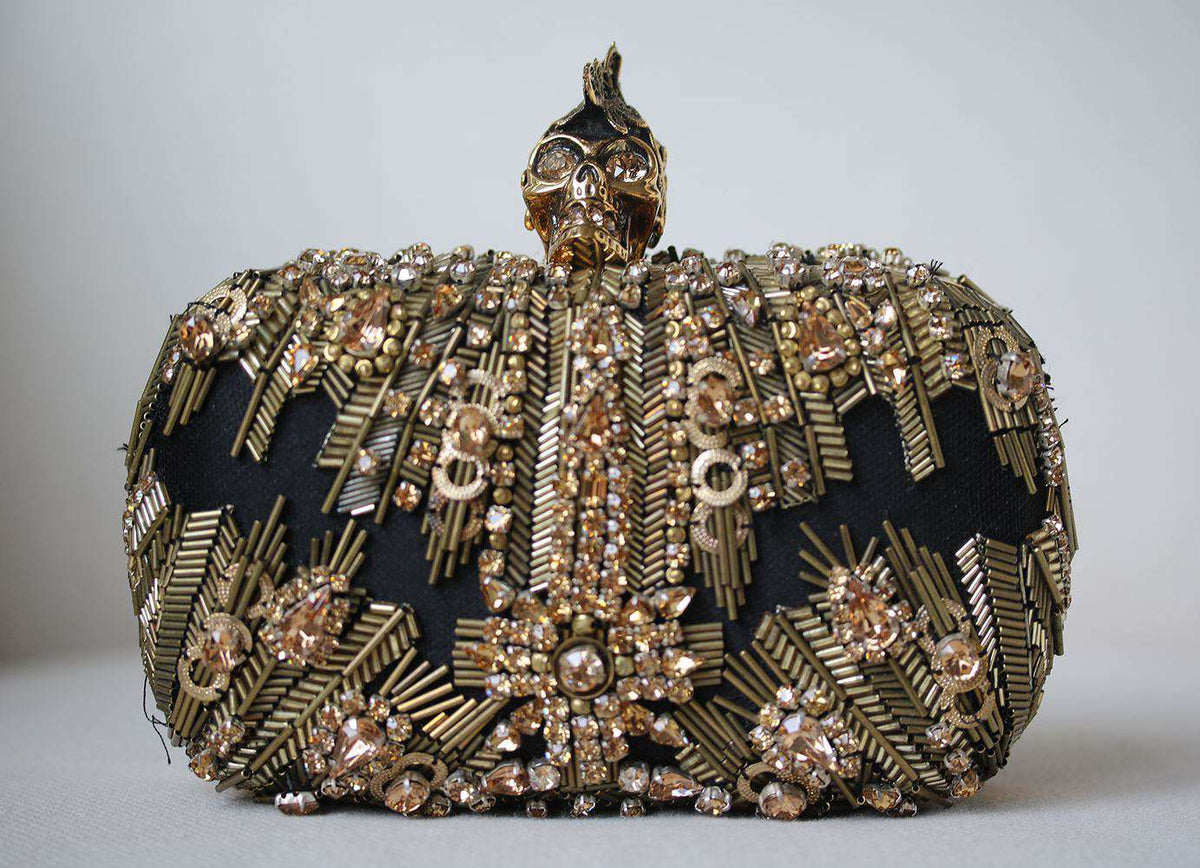 ALEXANDER MCQUEEN THE SKULL CRYSTAL EMBELLISHED BOX CLUTCH