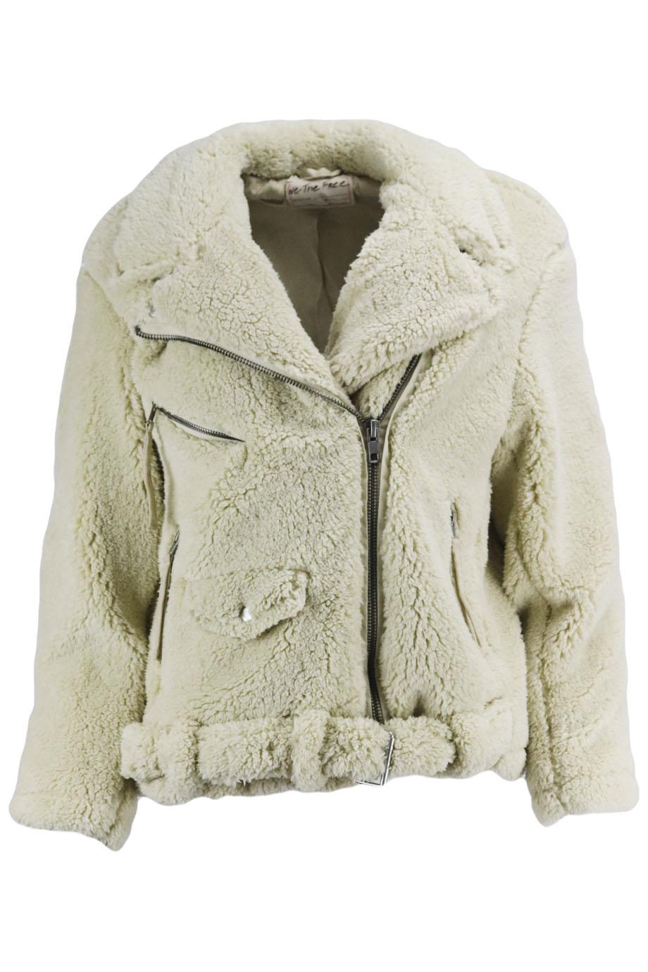 FREE PEOPLE FAUX SHEARLING BIKER JACKET SMALL