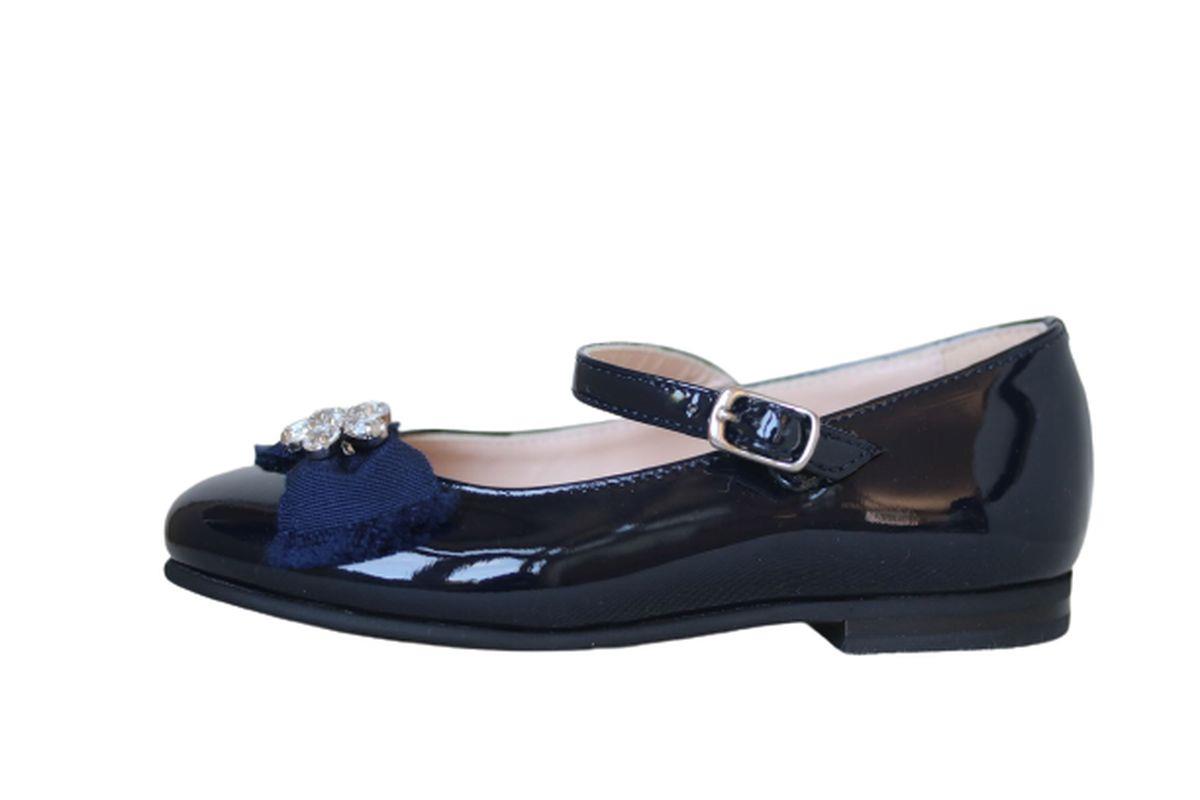 IL GUFO GIRLS NAVY BLUE PATENT LEATHER SHOES EU 25 UK 8