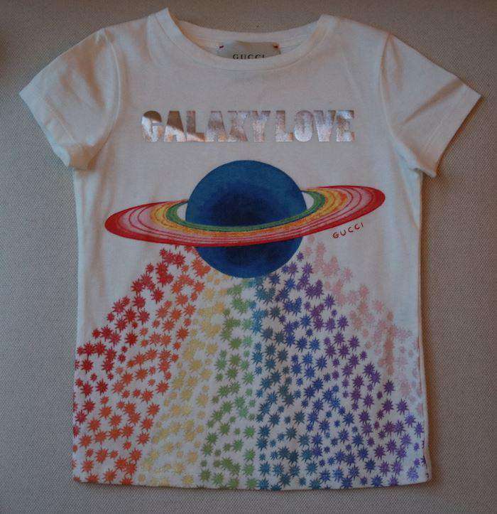 GUCCI GIRLS WHITE GALAXY LOVE T-SHIRT 4 YEARS