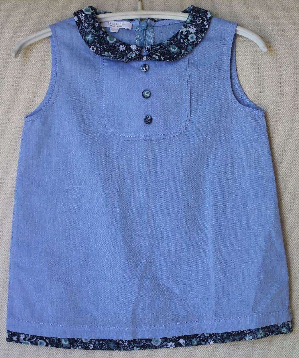 GUCCI BABY BLUE FLORAL COLLAR DRESS 24 MONTHS