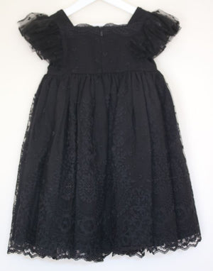 GIVENCHY GIRLS BLACK SILK & LACE DRESS 4 YEARS