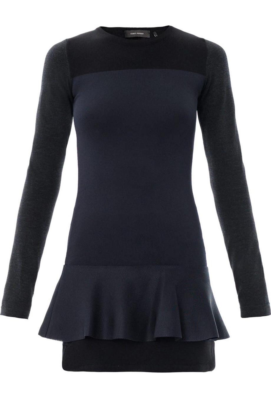 ISABEL MARANT ADAMS WOOL BLEND PEPLUM MINI DRESS FR 40 UK 12