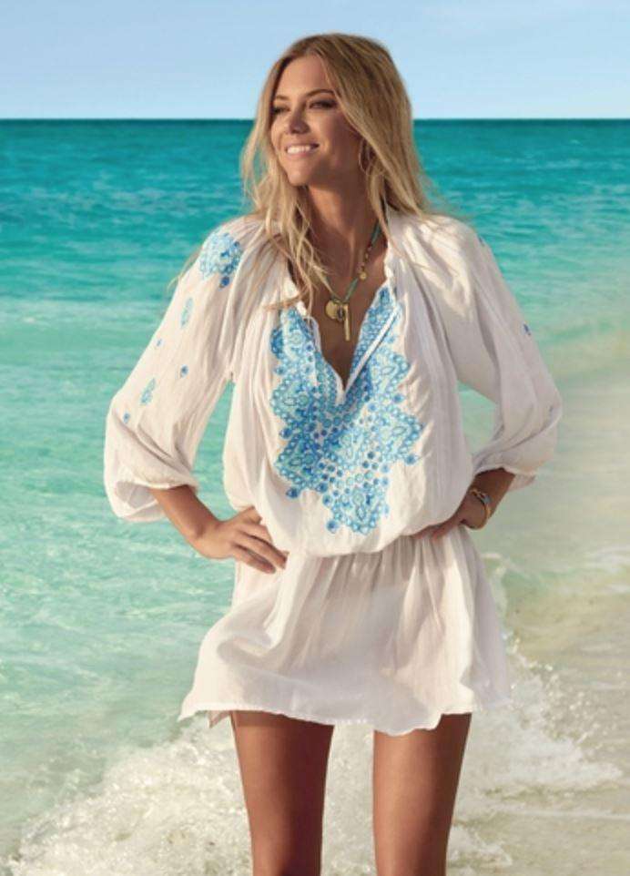 MELISSA ODABASH NADJA EMBROIDERED DRESS MEDIUM