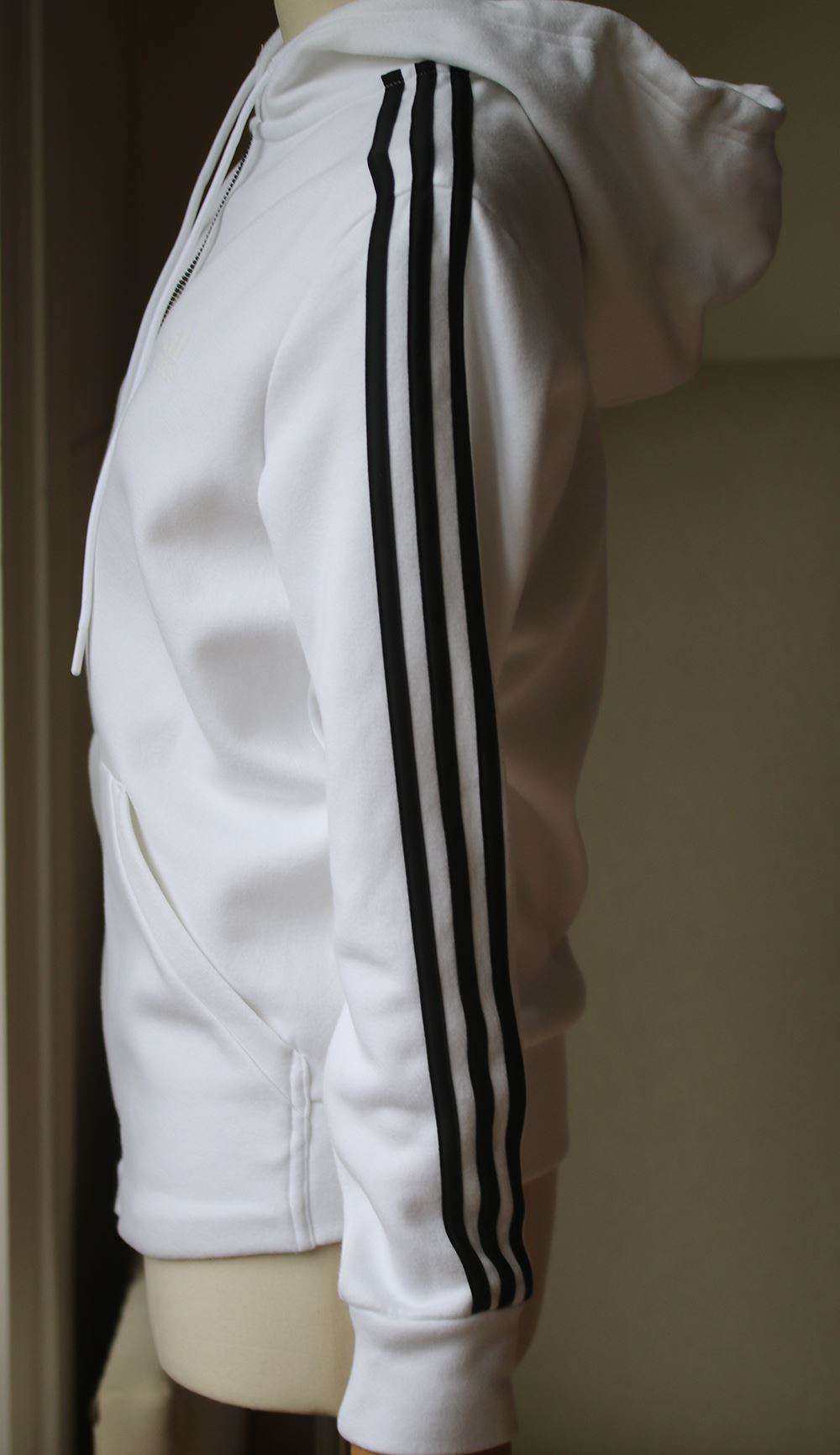 ADIDAS ESSENTIALS 3 STRIPE ZIP-UP HOODIE SMALL