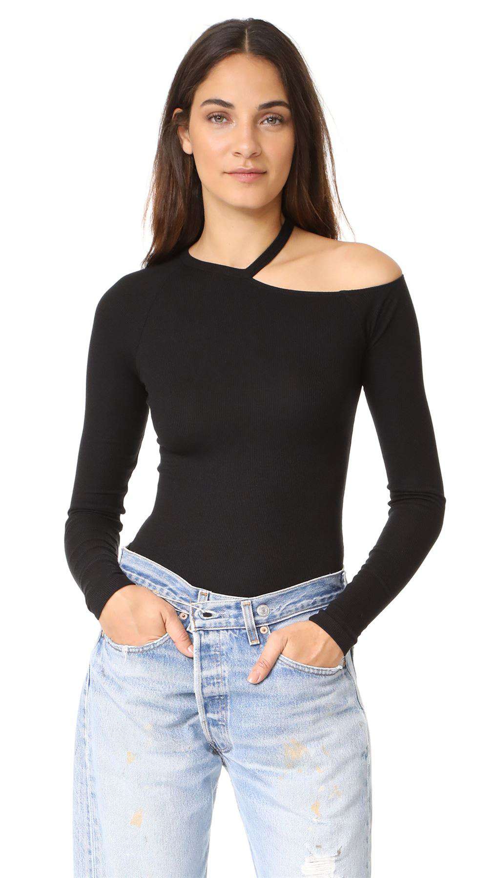 ALIX LAWRENCE CUTOUT RIBBED BODYSUIT MEDIUM