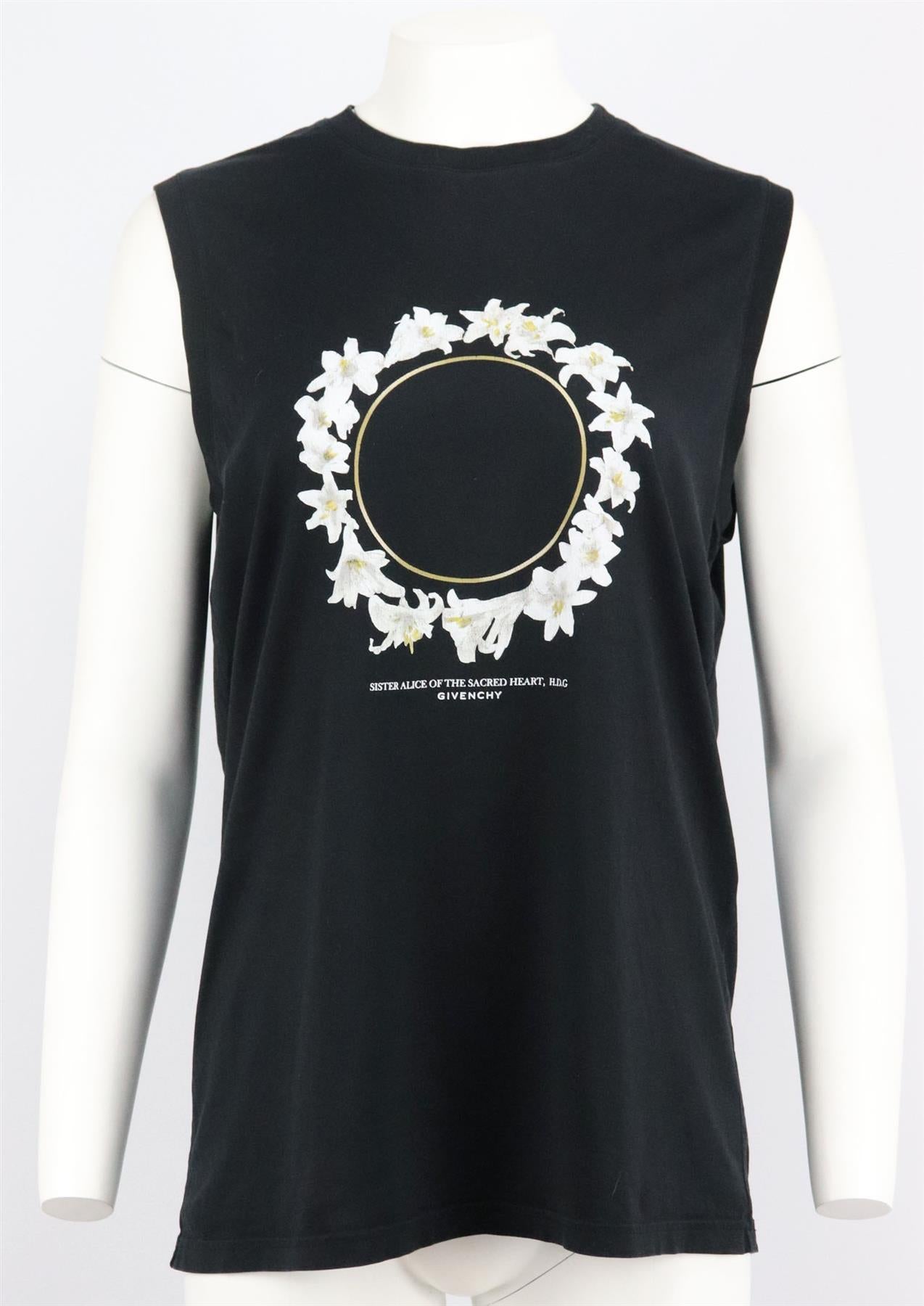 GIVENCHY PRINTED COTTON JERSEY TANK TOP MEDIUM