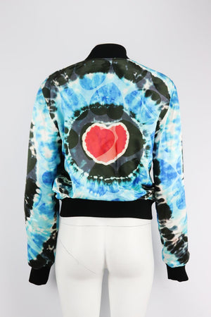 AMIRI PRINTED TIE DYED SILK BLEND BOMBER JACKET SMALL