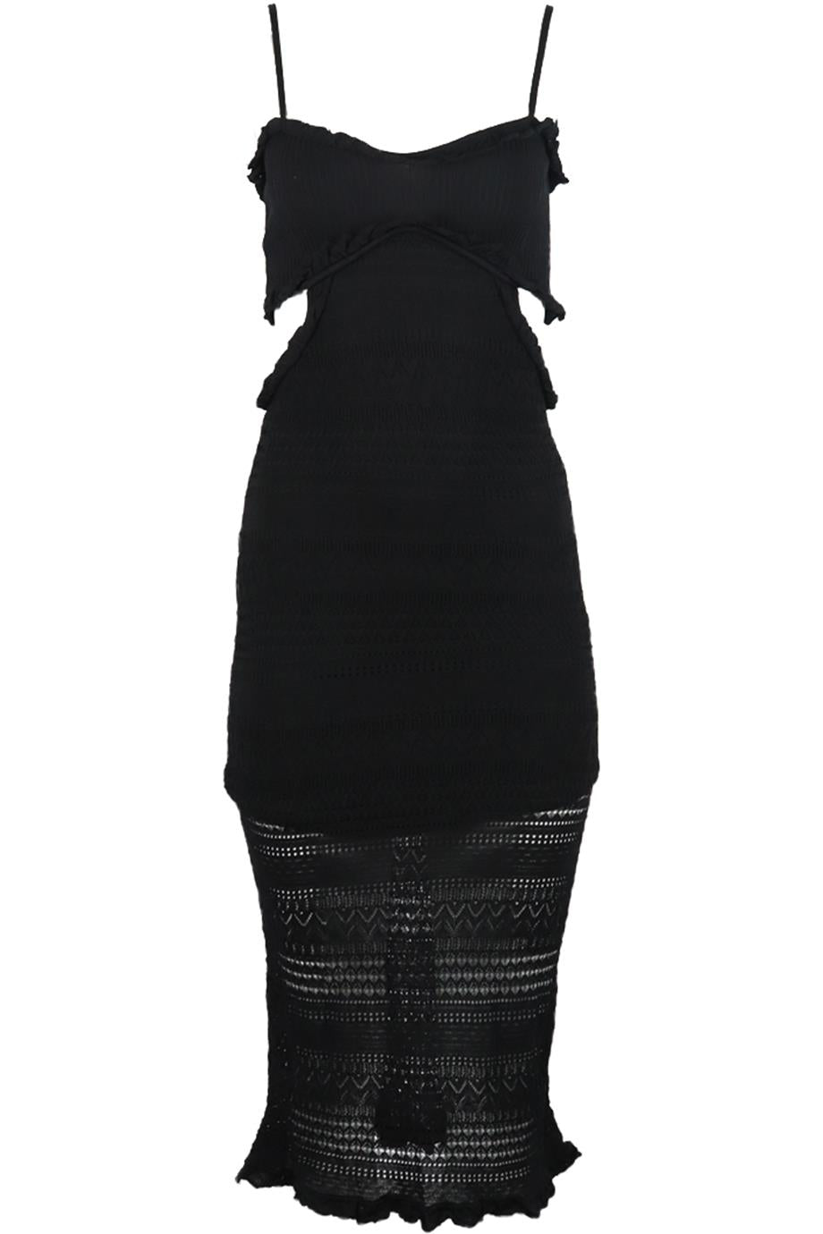 MISA CUTOUT STRETCH KNIT MIDI DRESS SMALL