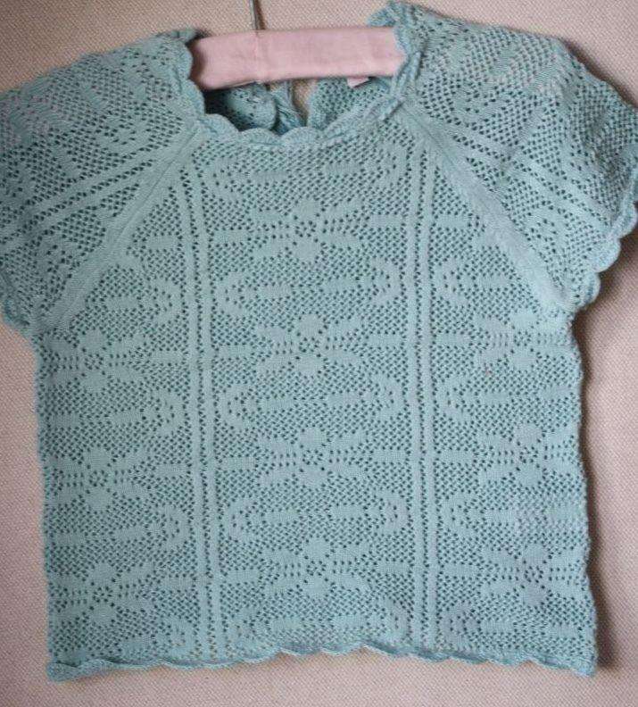 BONPOINT BABY CROCHET AQUA BLUE SWEATER TOP 3 YEARS