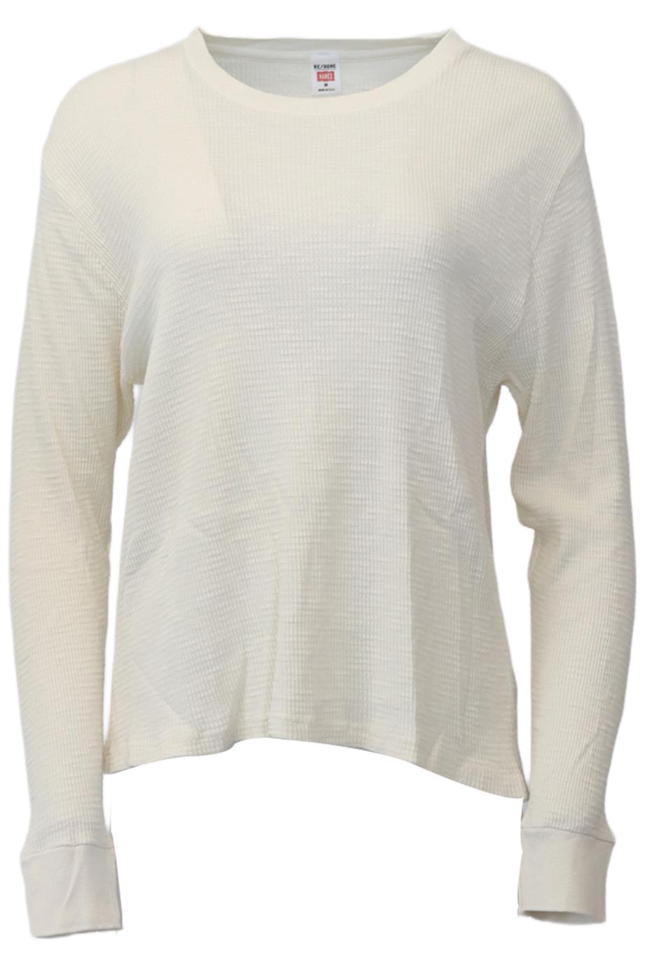 RE/DONE WAFFLE KNIT COTTON TOP MEDIUM
