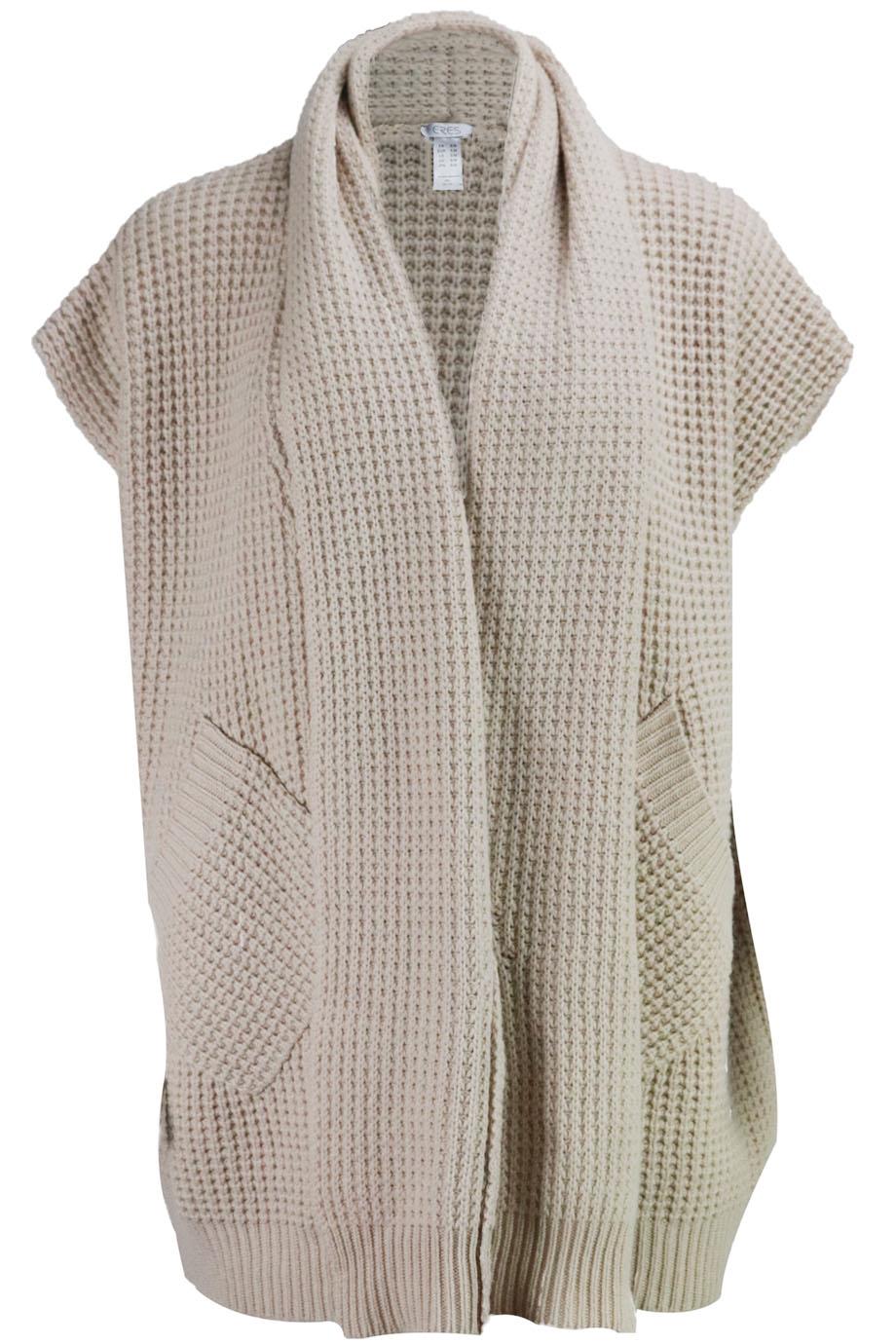 ERES WAFFLE KNIT WOOL AND CASHMERE BLEND CARDIGAN SMALL/MEDIUM