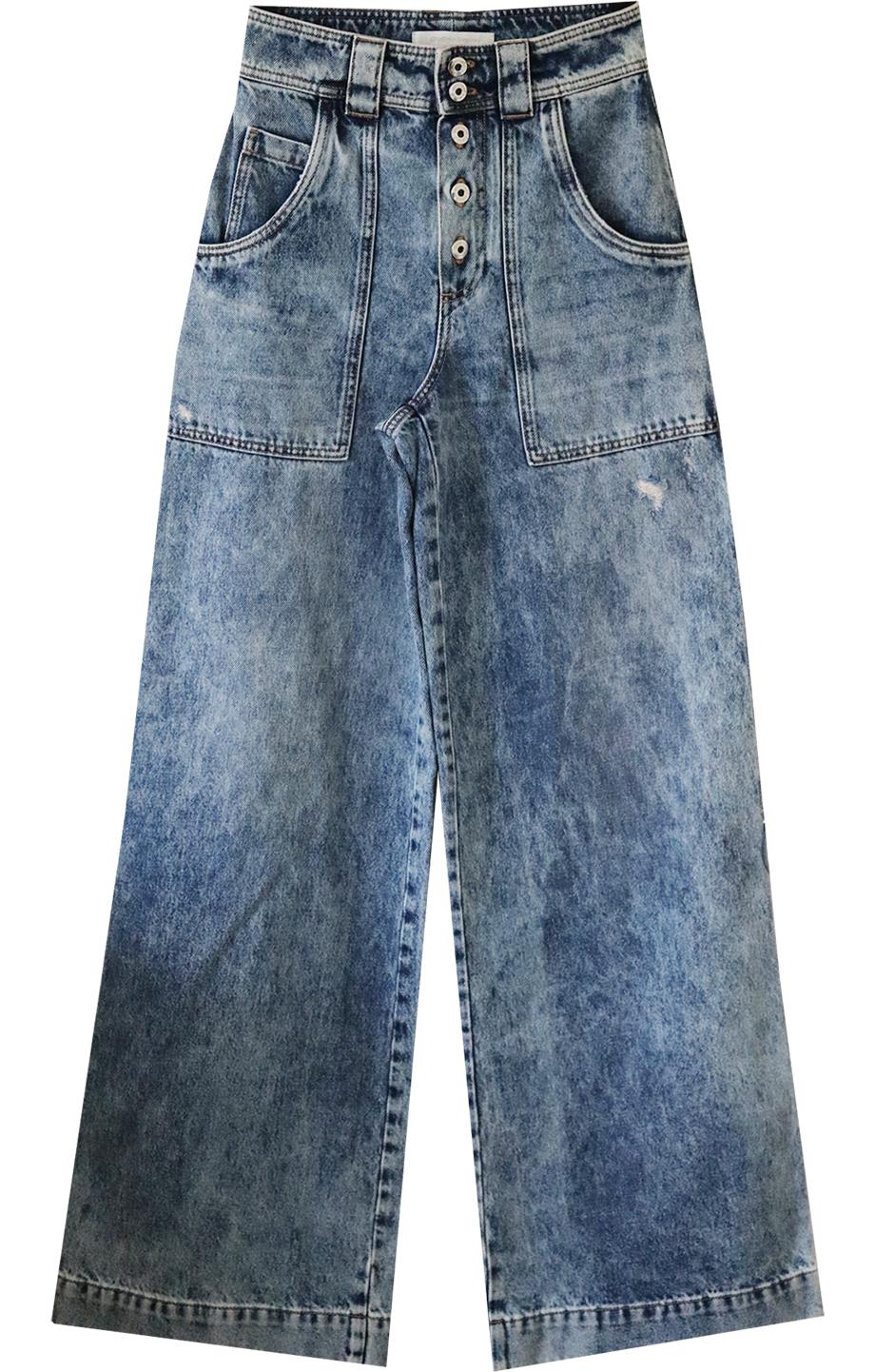 JONATHAN SIMKHAI DISTRESSED HIGH RISE WIDE LEG JEANS W25 UK 6/8