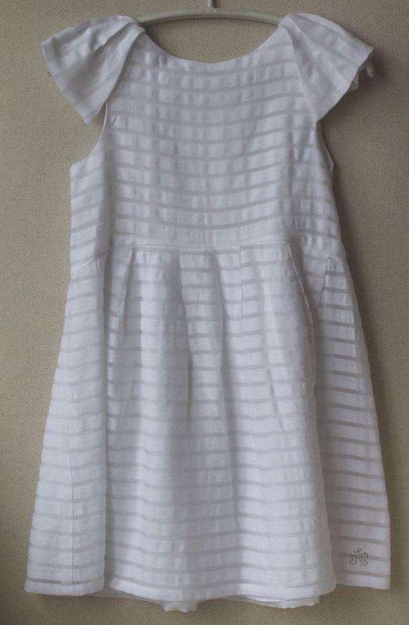 TARTINE ET CHOCOLAT BABY GIRLS WHITE STRIPED ORGANZA DRESS 4 YEARS