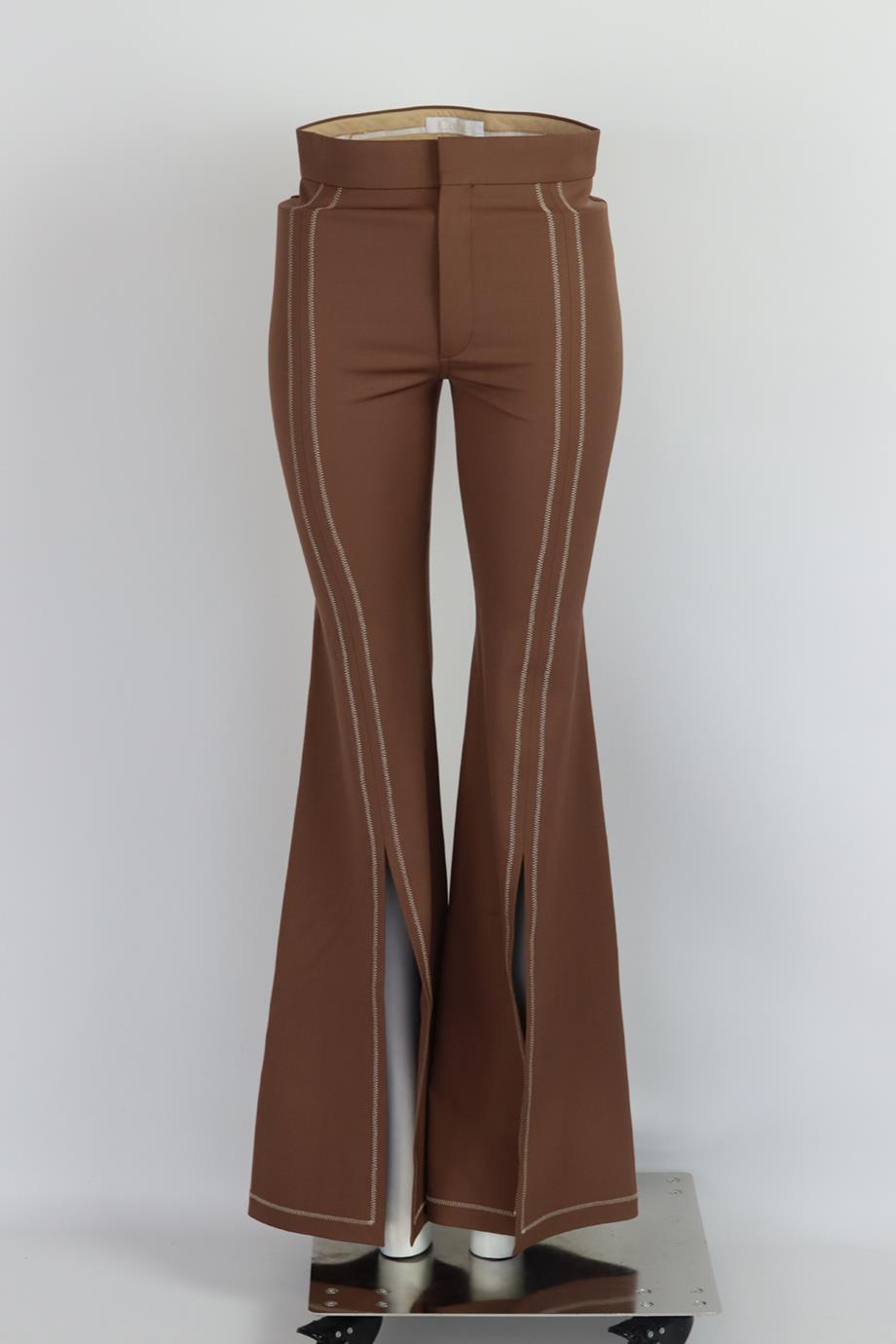 CHLOÉ HIGH RISE STRETCH WOOL FLARED PANTS FR 34 UK 6