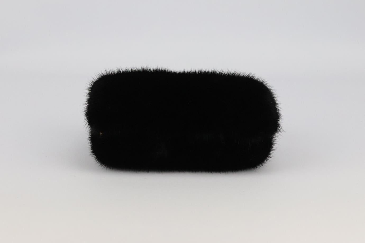 STARK MINK FUR AND SUEDE BOX CLUTCH