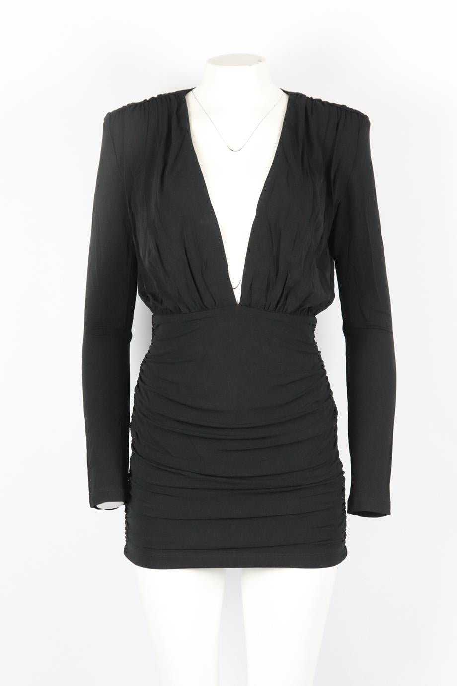 ruched stretch jersey mini dress Rick Owens Lilies Black Asymmetric Ruched Stretch Jersey Mini Dress