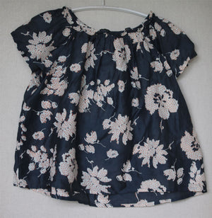 BONPOINT GIRLS NAVY BLUE FLORAL ENGIE BLOUSE TOP 4 YEARS