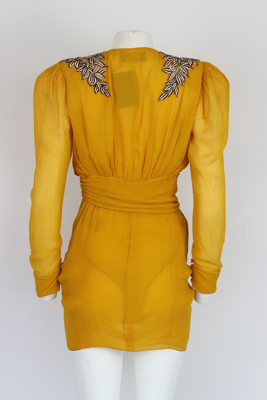 DUNDAS EMBROIDERED CHIFFON MINI DRESS IT 42 UK 10