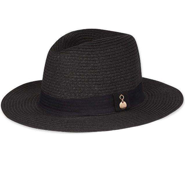MELISSA ODABASH GROSGRAIN-TRIM WOVEN PAPER FEDORA HAT