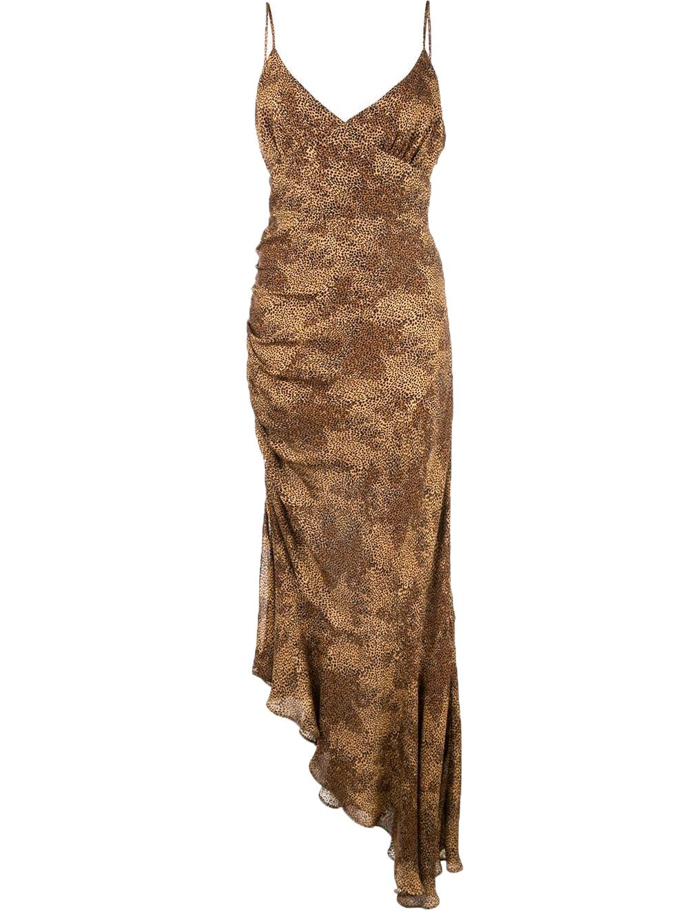 NICHOLAS ASYMMETRIC RUCHED PRINTED SILK CREPE DE CHINE DRESS UK 14