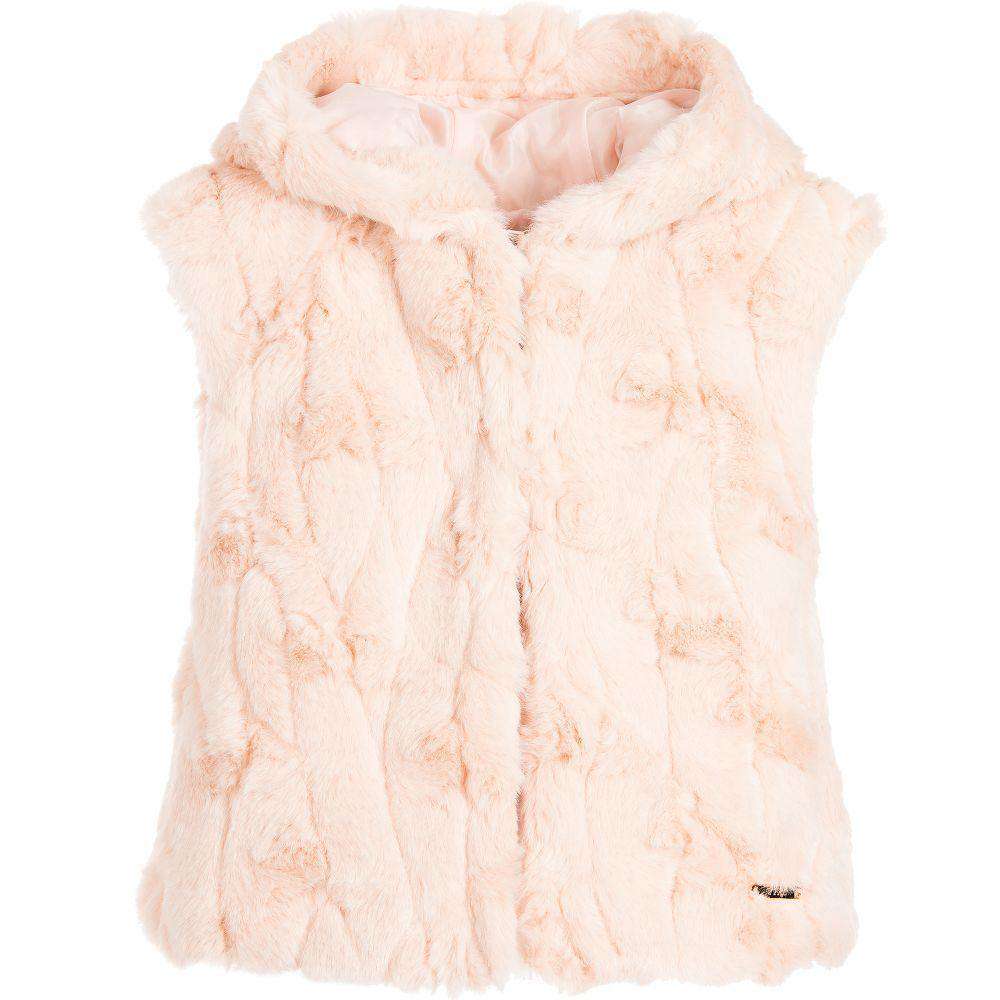 MAYORAL GIRLS PINK SYNTHETIC FUR HOODED GILET 3 YEARS