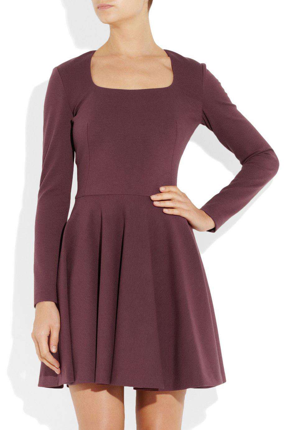 ALEXANDER MCQUEEN BURGUNDY STRETCH WOOL BLEND DRESS IT 40 UK 8