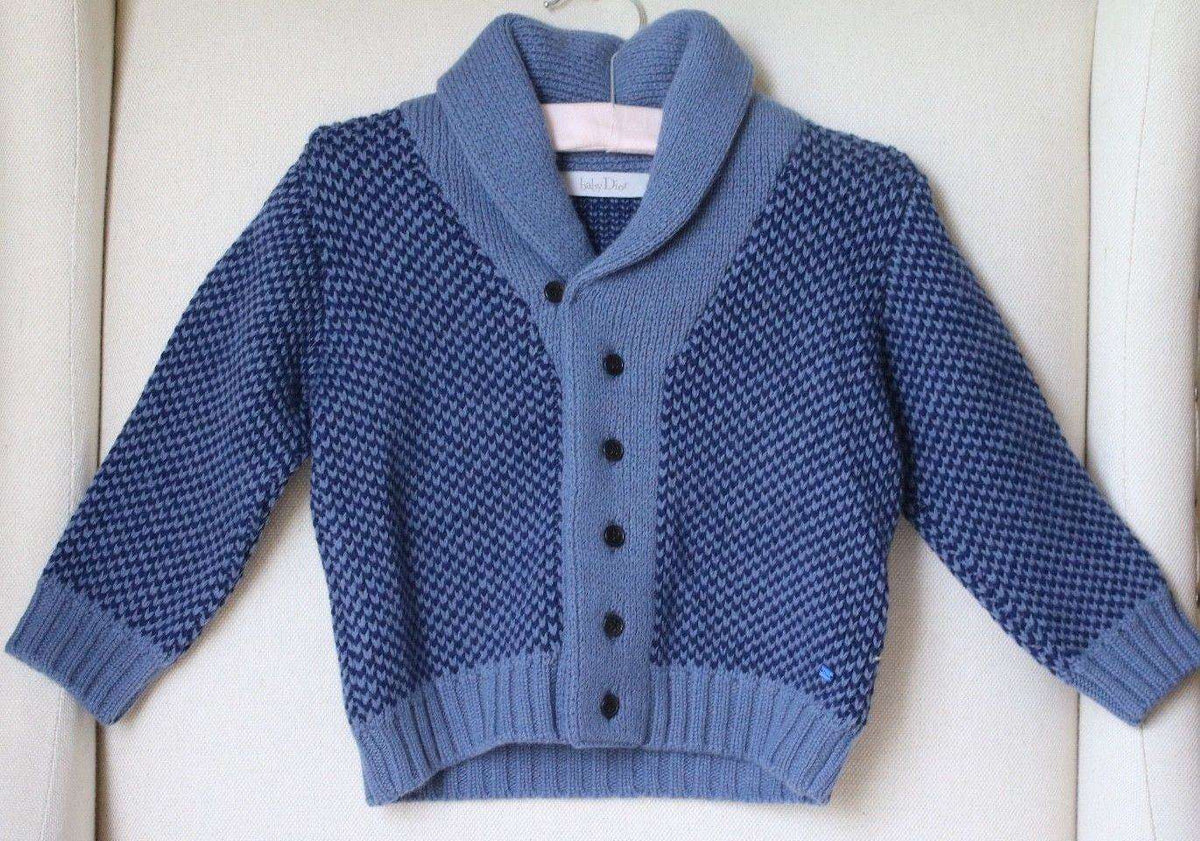 BABY DIOR BOYS BLUE CASHMERE WOOL BLEND KNIT CARDIGAN 18 MONTHS