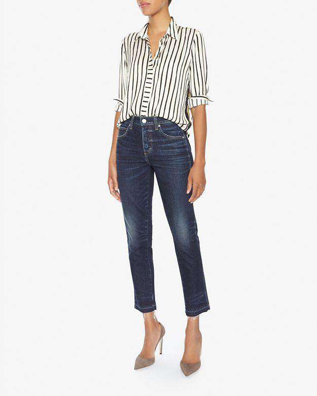 MASON BY MICHELLE MASON MIXED STRIPE BLOUSE US 2 UK 6