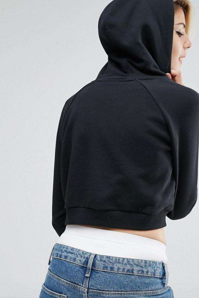 ADIDAS ORIGINALS CROPPED HOODIE WITH TREFOIL LOGO UK 8