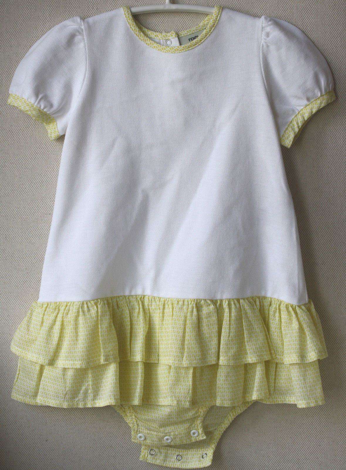 FENDI BABY YELLOW PIQUET DRESS SHORTIE 18 MONTHS