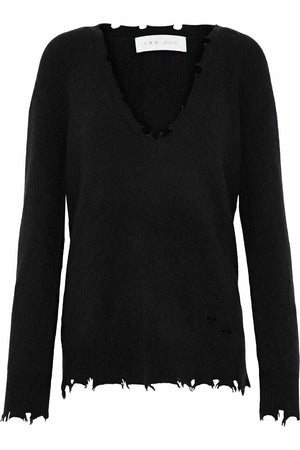 IRO BRODY DISTRESSED WOOL AND ALPACA BLEND SWEATER MEDIUM