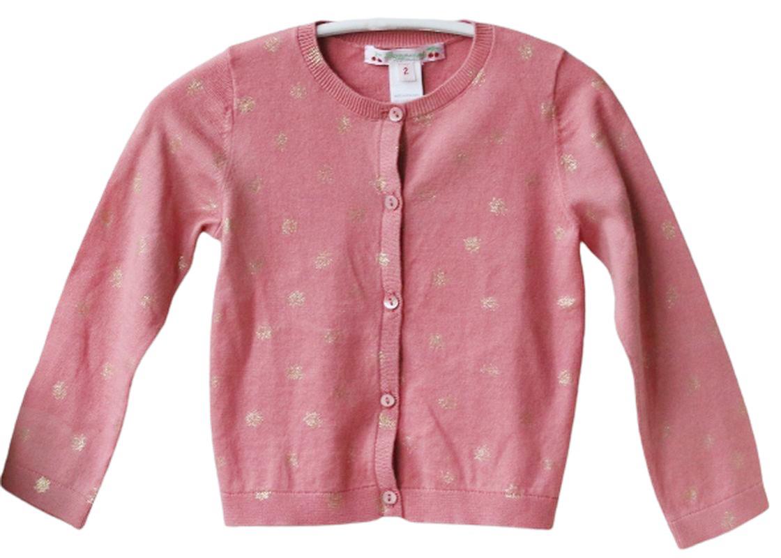 BONPOINT PINK AND SPARKLY GOLD BABY CARDIGAN 2 YEARS
