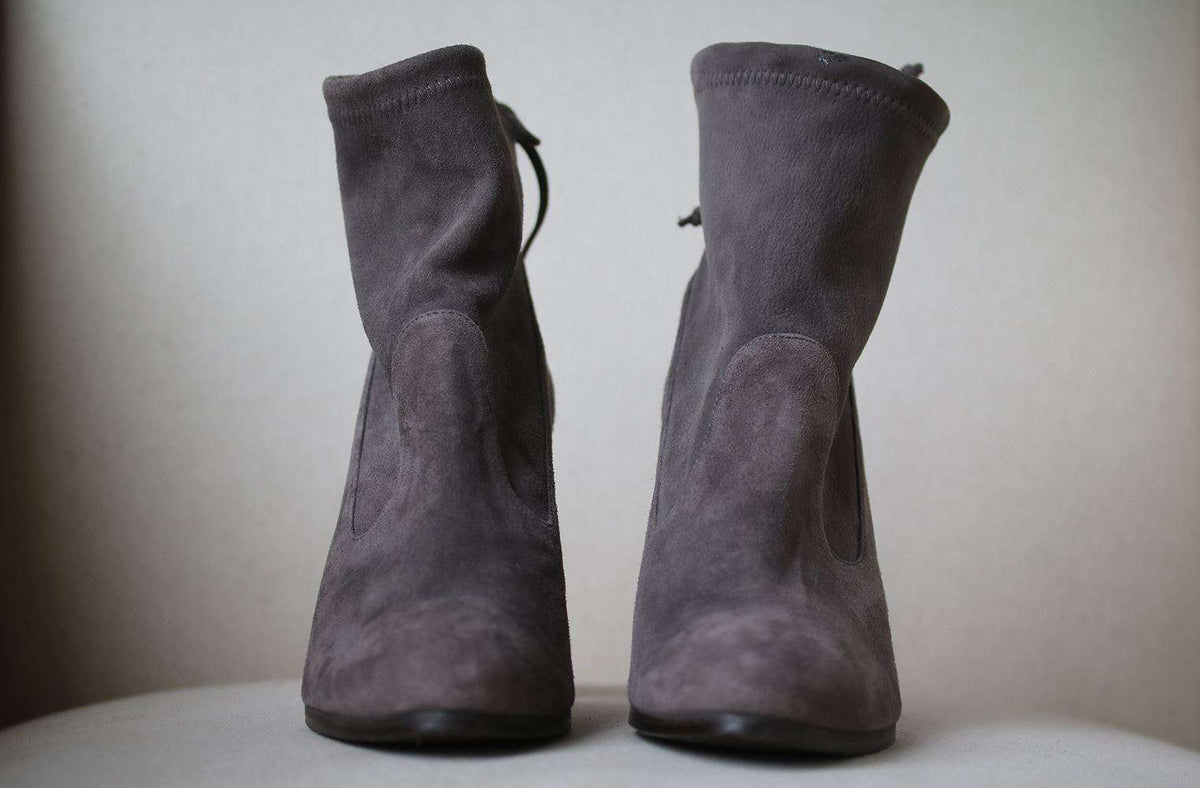 STUART WEITZMAN GLOVE STRETCH SUEDE ANKLE BOOTS EU 39.5 UK 6 US 9