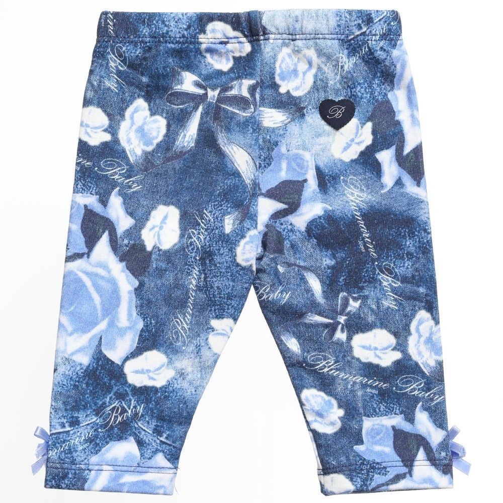 BLUMARINE BABY BLUE FLORAL PRINT LEGGINGS 18 MONTHS
