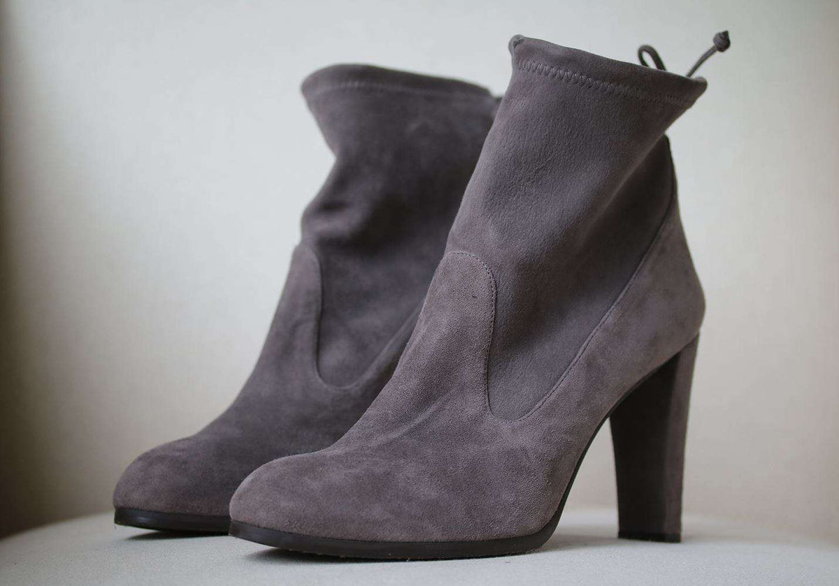 STUART WEITZMAN GLOVE STRETCH SUEDE ANKLE BOOTS EU 39.5 UK 6 US 9