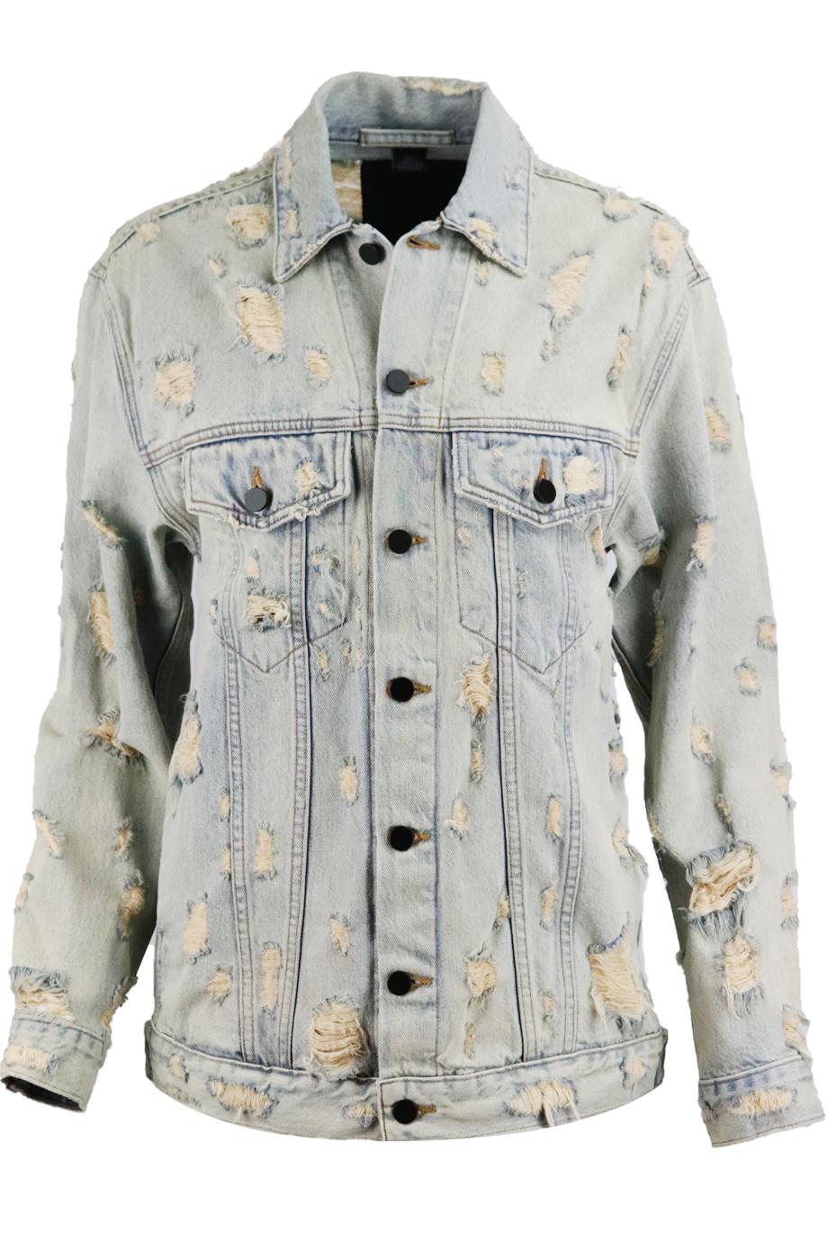 ALEXANDER WANG OVERSIZED DISTRESSED DENIM JACKET SMALL