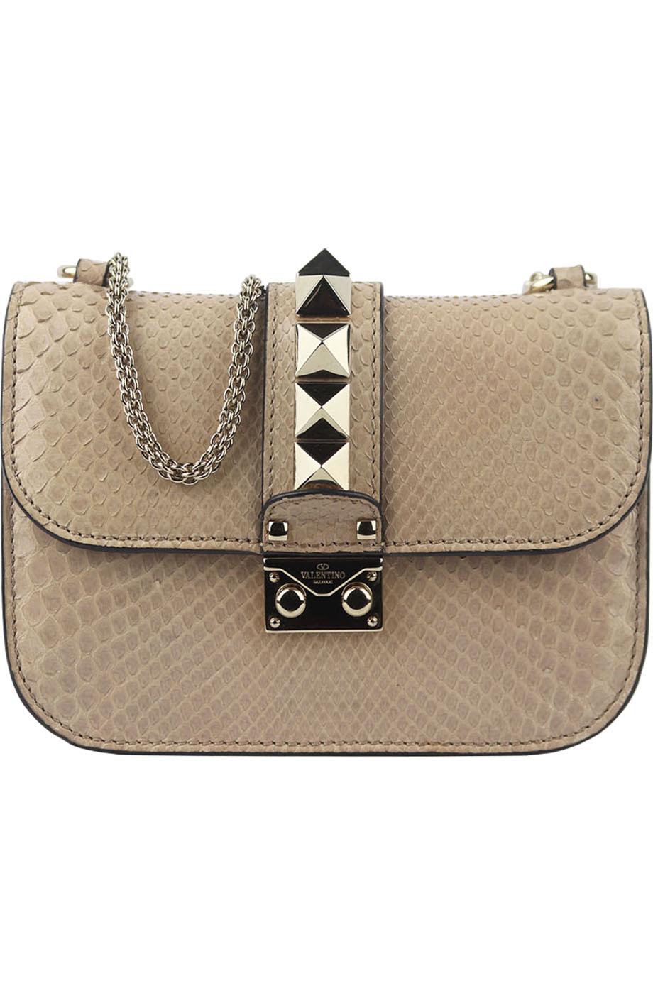 VALENTINO GARAVANI LOCK SMALL PYTHON SHOULDER BAG