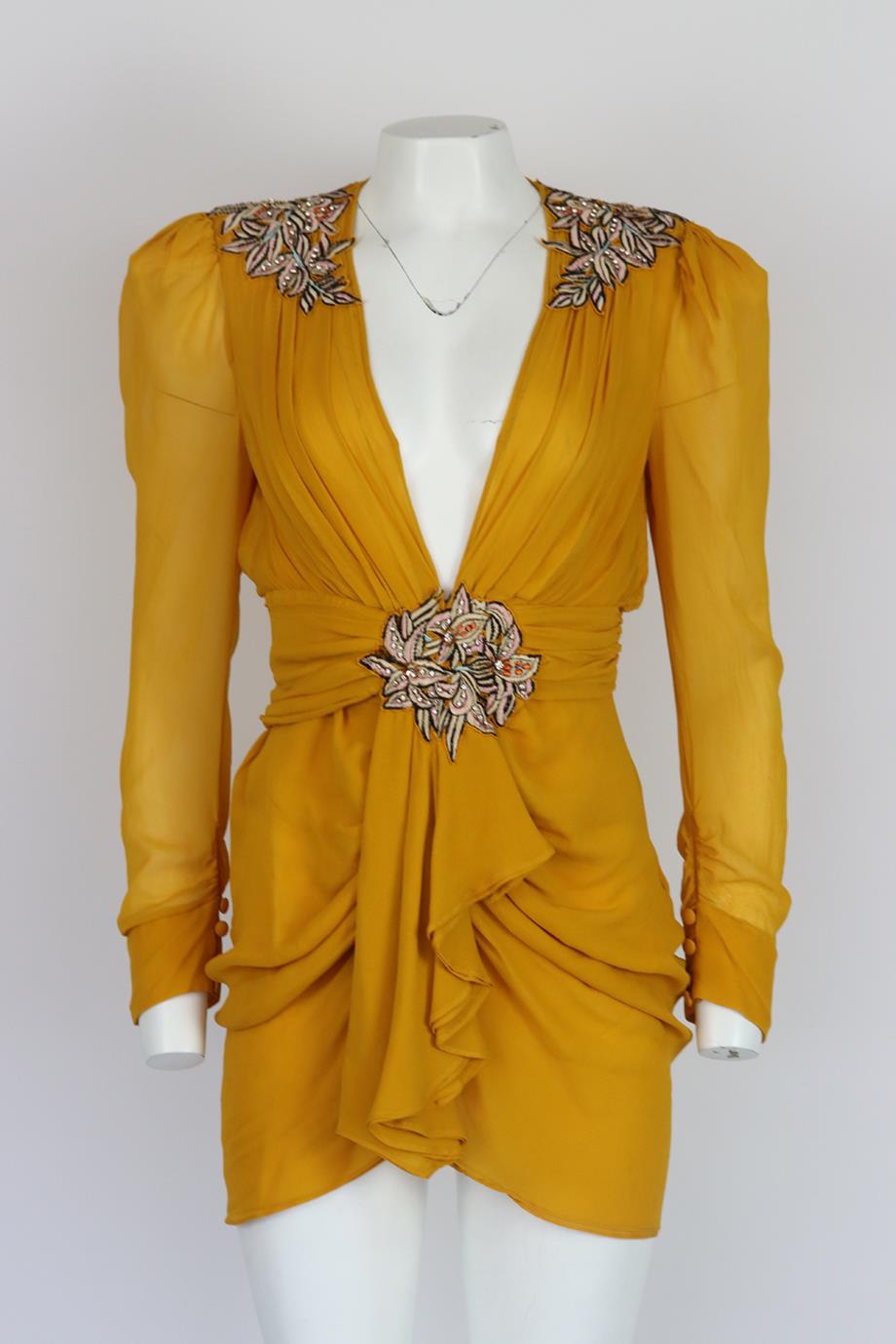 DUNDAS EMBROIDERED CHIFFON MINI DRESS IT 42 UK 10