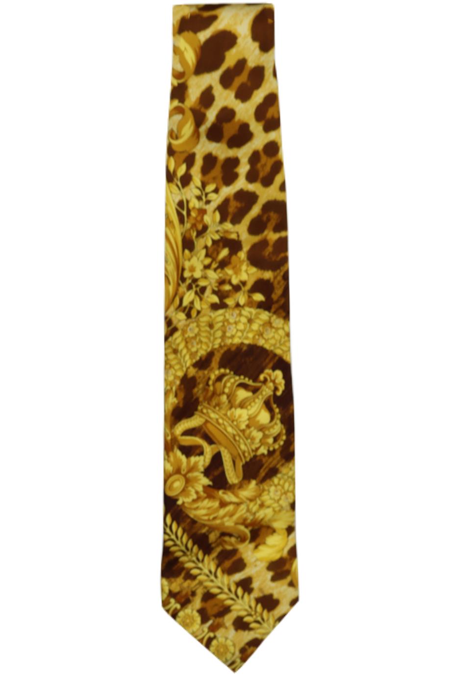 GIANNI VERSACE VINTAGE PRINTED SILK SATIN TIE