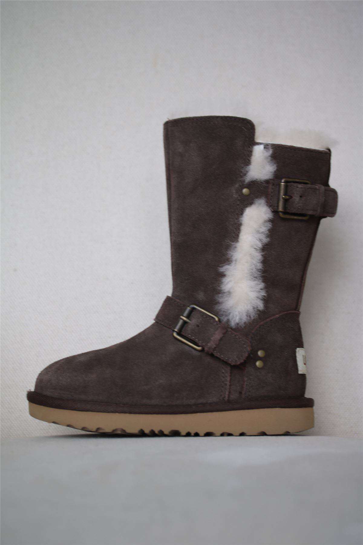 UGG KIDS GIRLS CHOCOLATE BROWN BUCKLE BOOTS EU 28 UK 10