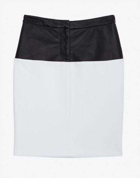 YIGAL AZROUEL WHITE LEATHER WAISTED PENCIL SKIRT US 4 UK 8