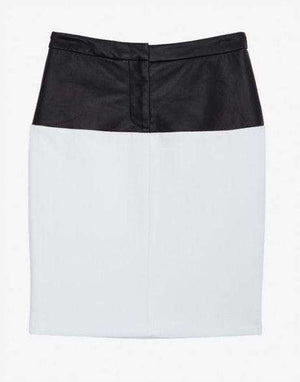 YIGAL AZROUEL WHITE LEATHER WAISTED PENCIL SKIRT US 4 UK 8