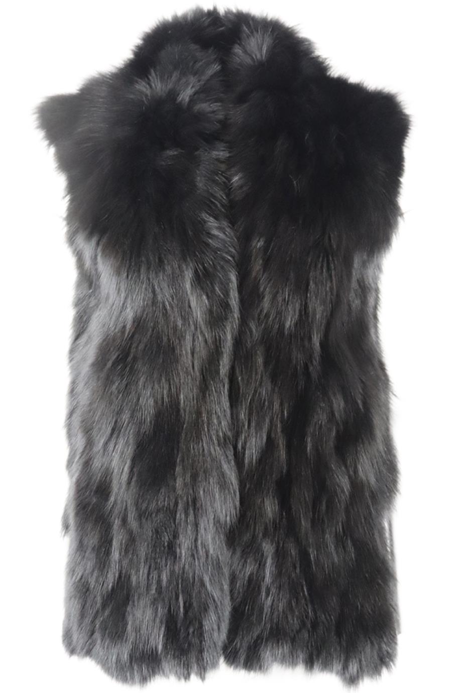 ADRIENNE LANDAU RABBIT AND FOX FUR GILET SMALL
