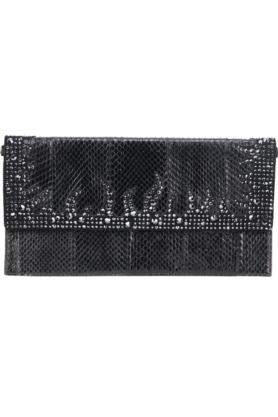 PHILIPP PLEIN EMBELLISHED PYTHON EFFECT LEATHER CLUTCH