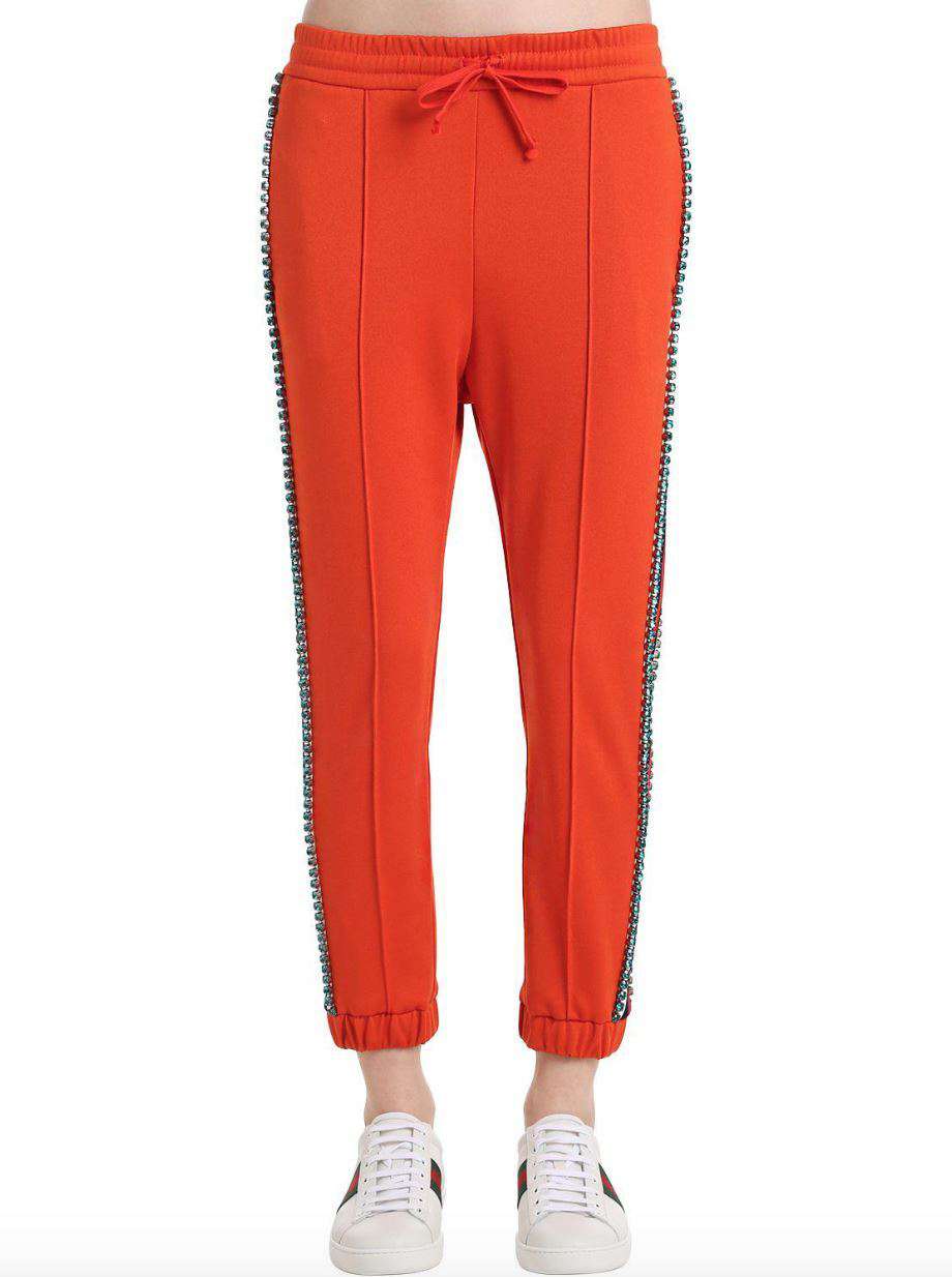 GUCCI CRYSTAL TECHNO-JERSEY TRACK TROUSERS XSMALL