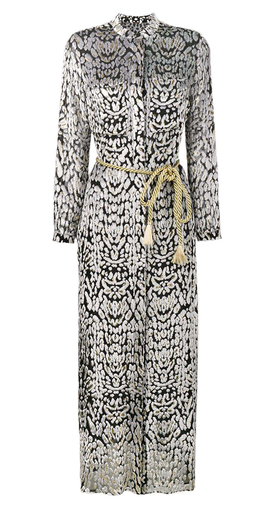 ADAM LIPPES LONG LEOPARD PRINT SHIRT DRESS US 6 UK 10